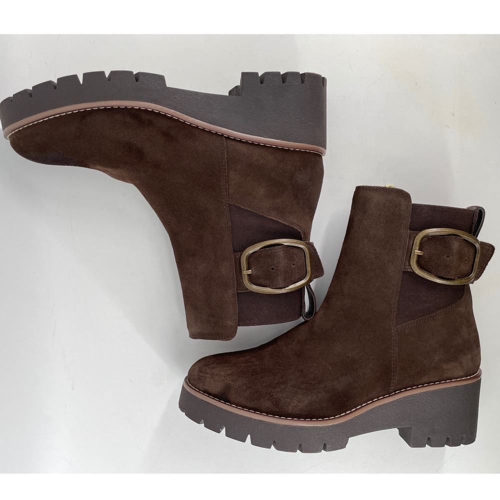 Blondo Dahlia Waterproof Boots Women 8M Brown Suede Lug Sole DAHL01SD‎